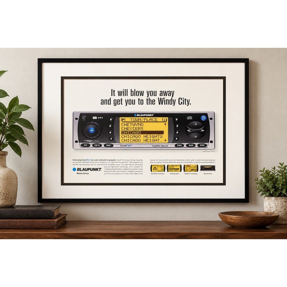 Veg Blaupunkt TravelPilot RNS 149 Chicago Windy City Car Audio Print Ad Framed